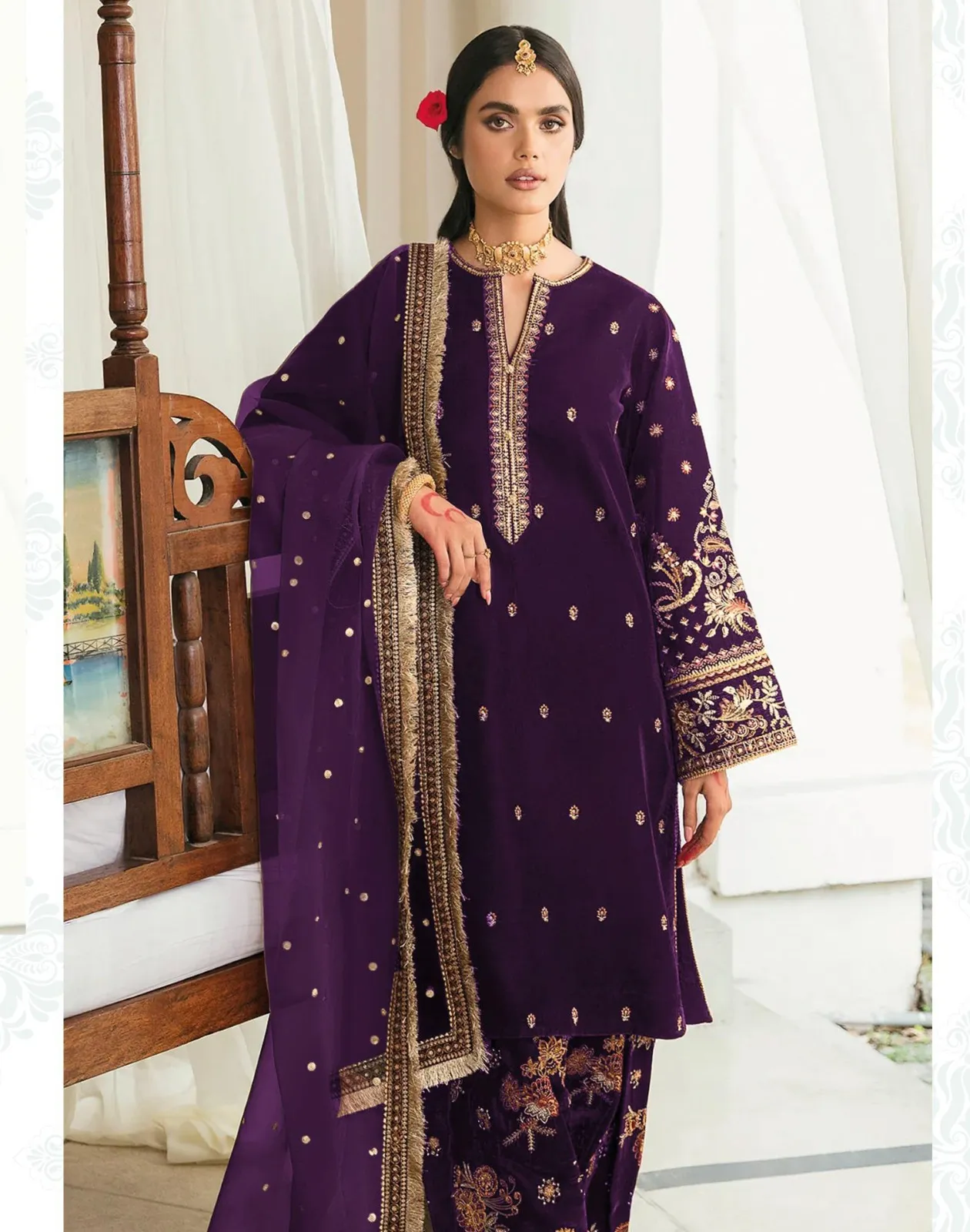 Deepsy Velvet 24 Series 32217 Velvet Embroidered Wholesale Winter Collection