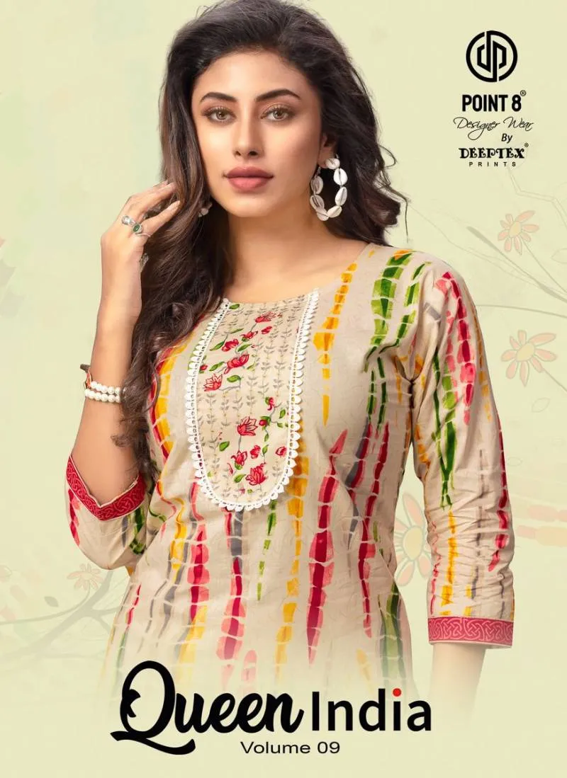 Deeptex Queen India Vol 9 Cotton Printed Wholesale Kurti With Bottom Collection