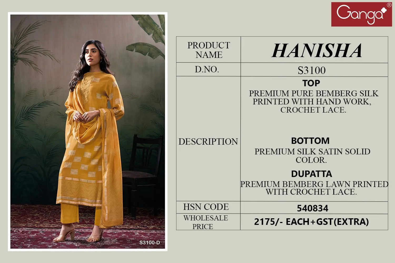 Ganga Hanisha 3100 Premium Pure Bemberg Silk Wholesale Fancy Salwar Suit Collection - Image 4