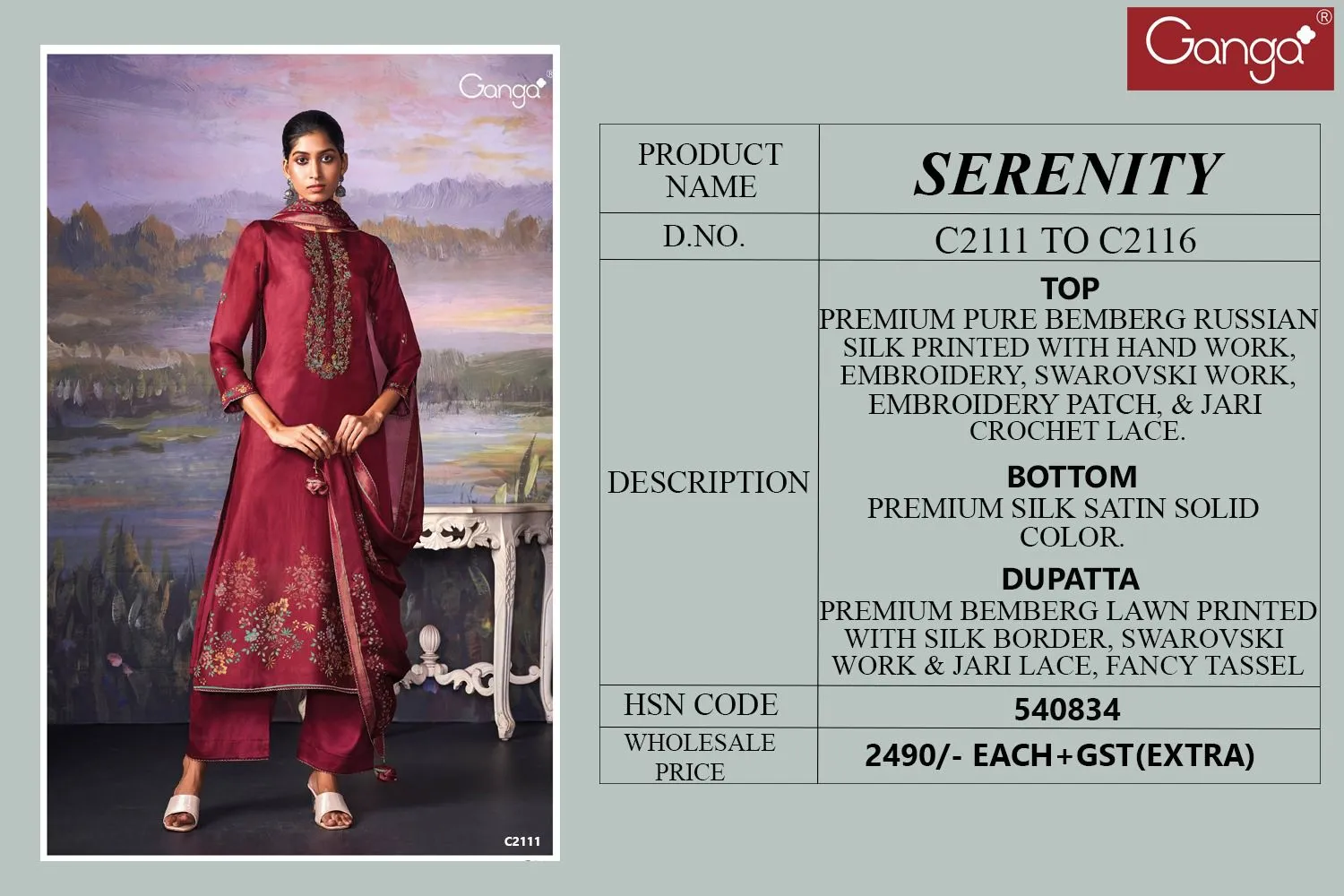 Ganga Serenity Premium Pure Bemberg Russian Wholesale Designer Salwar Suit Collection - Image 5