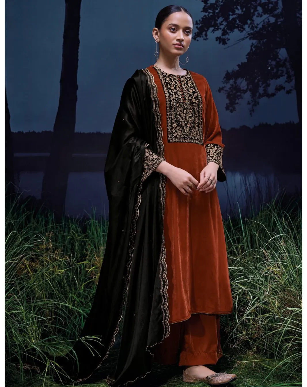 Ganga Siara 3065 Premium Fine Velvet Solid Wholesale Winter Collection