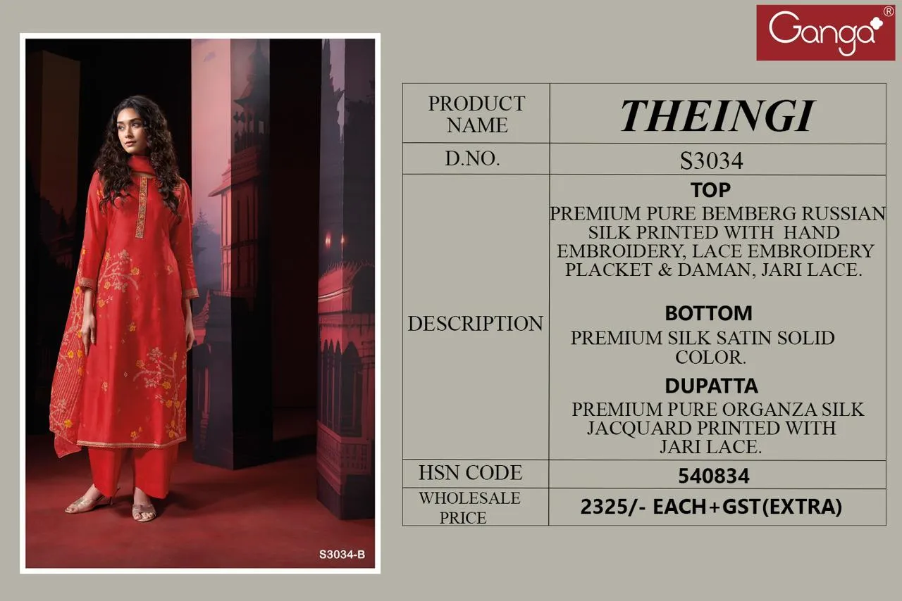 Ganga Theingi 3034 Premium Russian Silk Wholesale Designer Salwar Suit Collection - Image 4