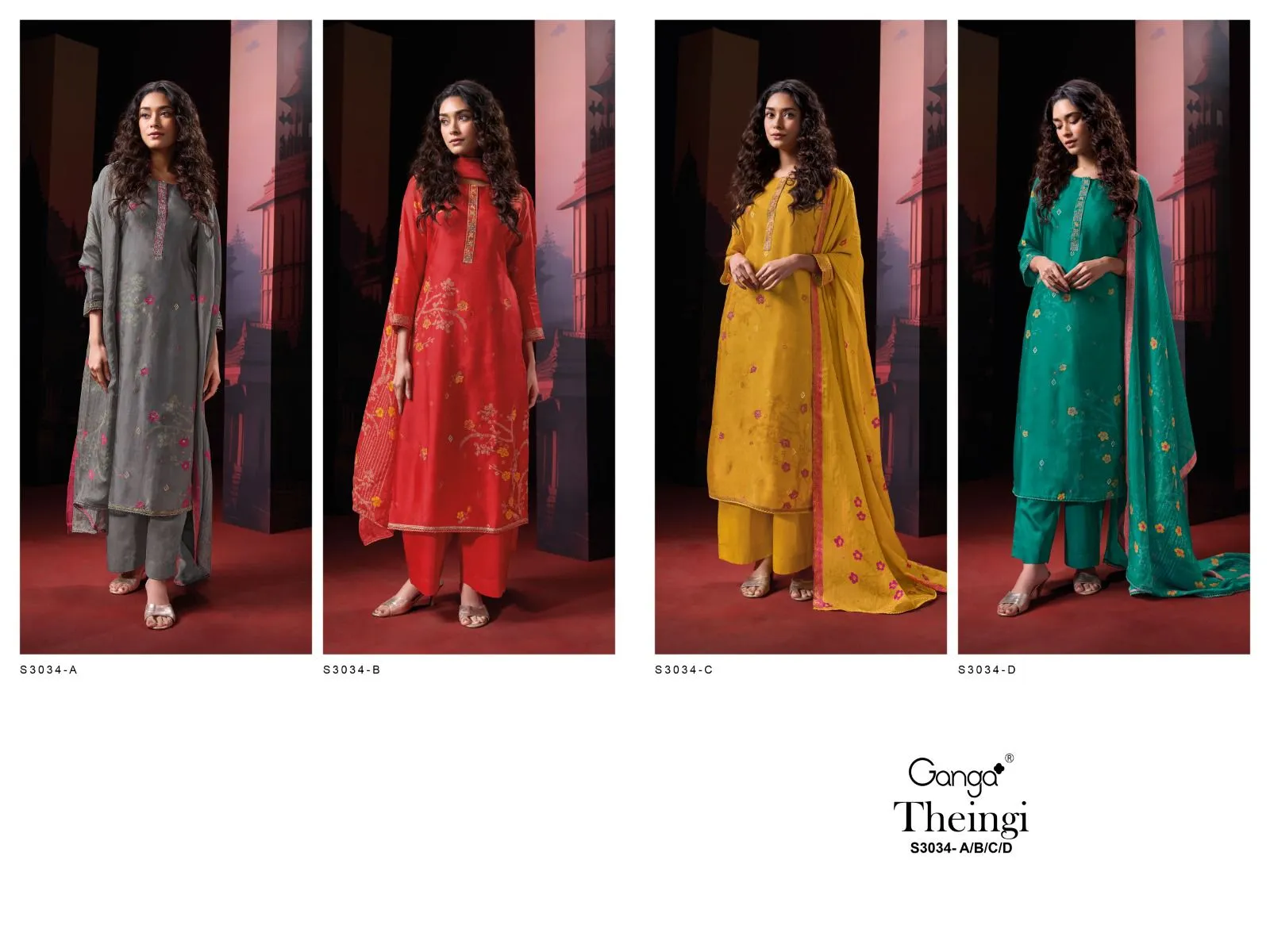 Ganga Theingi 3034 Premium Russian Silk Wholesale Designer Salwar Suit Collection - Image 7
