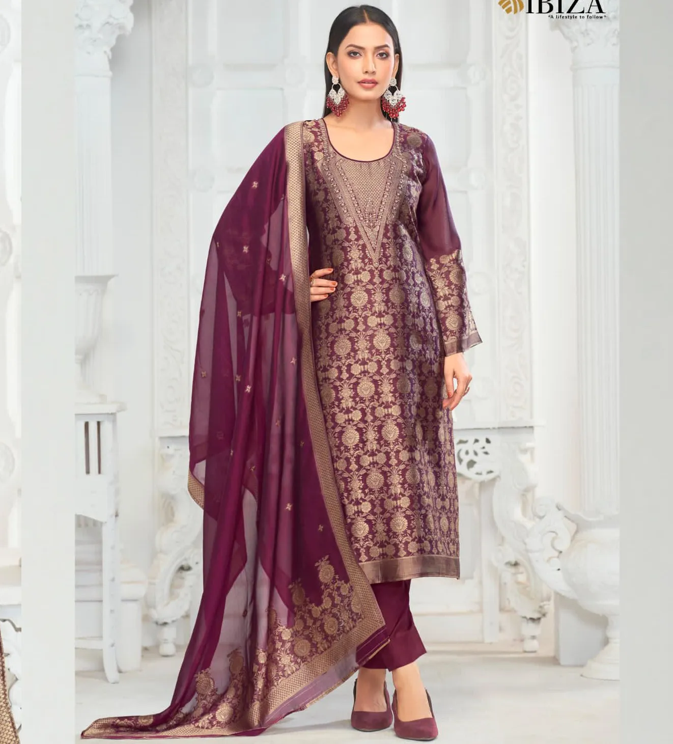 Ibiza Aden Pure Banglory Silk Jacquard Wholesale Designer Salwar Suit Collection