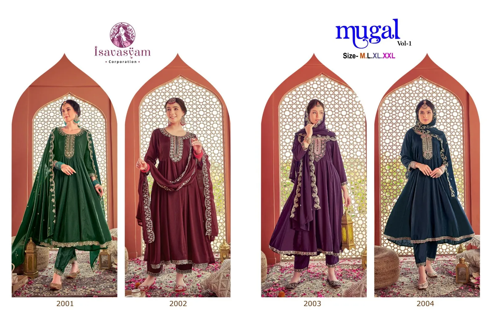 Isavasyam Corporation Mugal Vol-01 Georgette Wholesale Readymade Salwar Suit Collection - Image 4