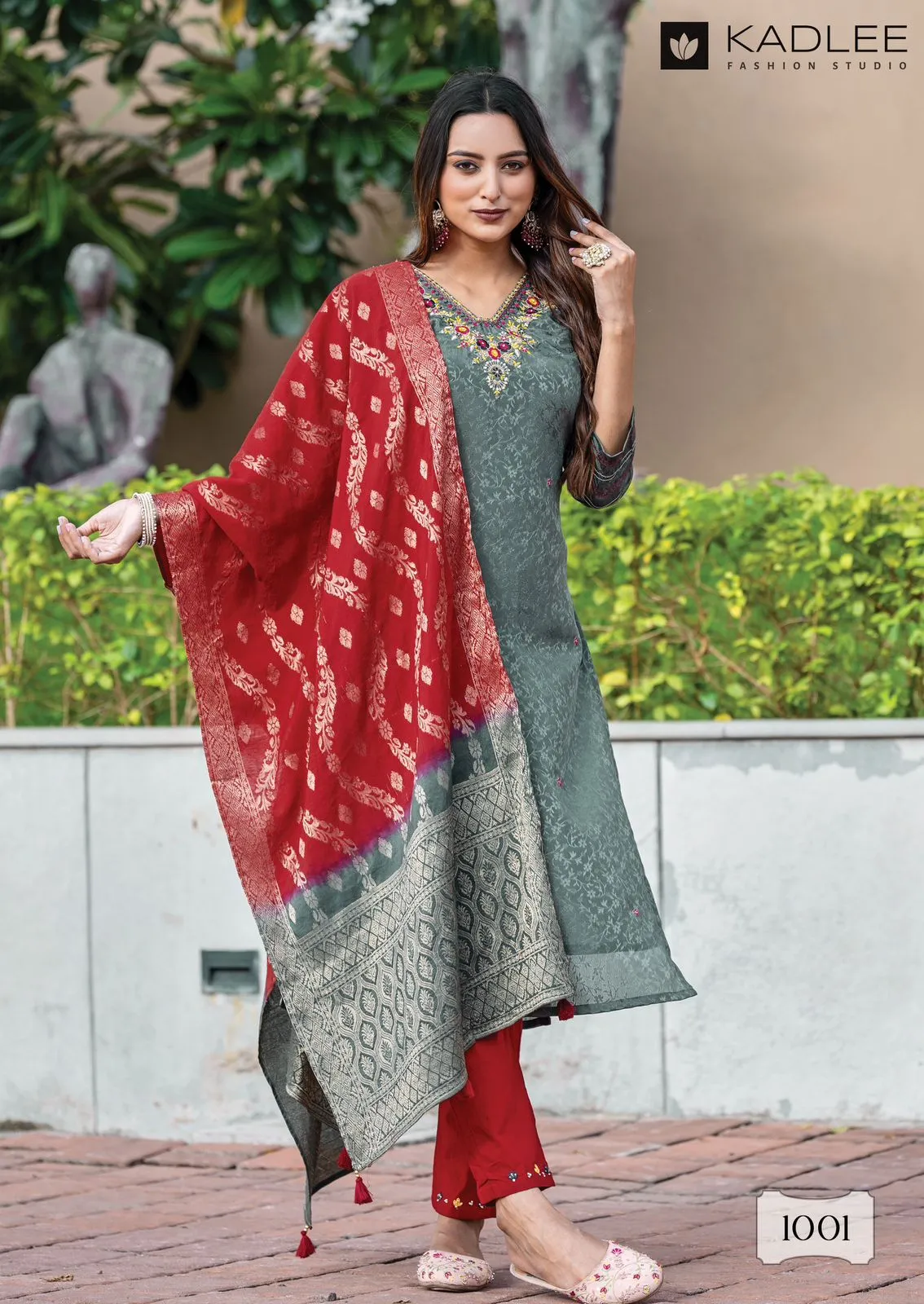 Kadlee Jasmin Chinon Jacquard Silk Wholesale Readymade Salwar Suit Collection - Image 5