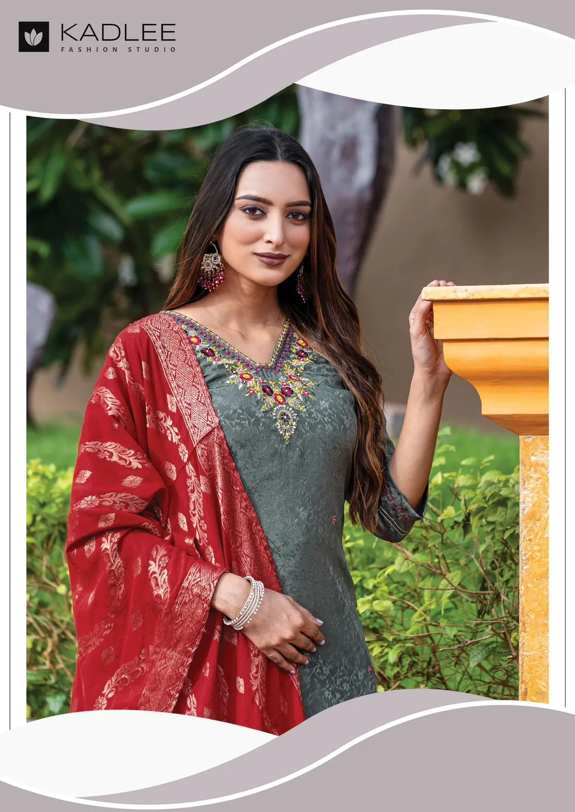 Kadlee Jasmin Chinon Jacquard Silk Wholesale Readymade Salwar Suit Collection - Image 6
