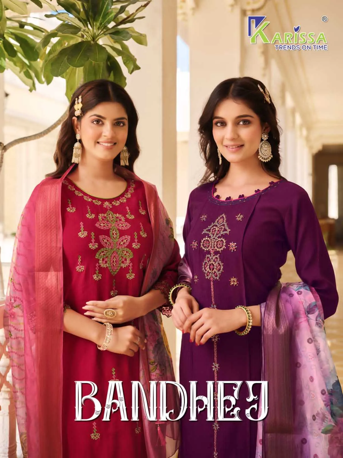 Karissa Bandhej Viscose Silk Wholesale Readymade Salwar Suit Collection