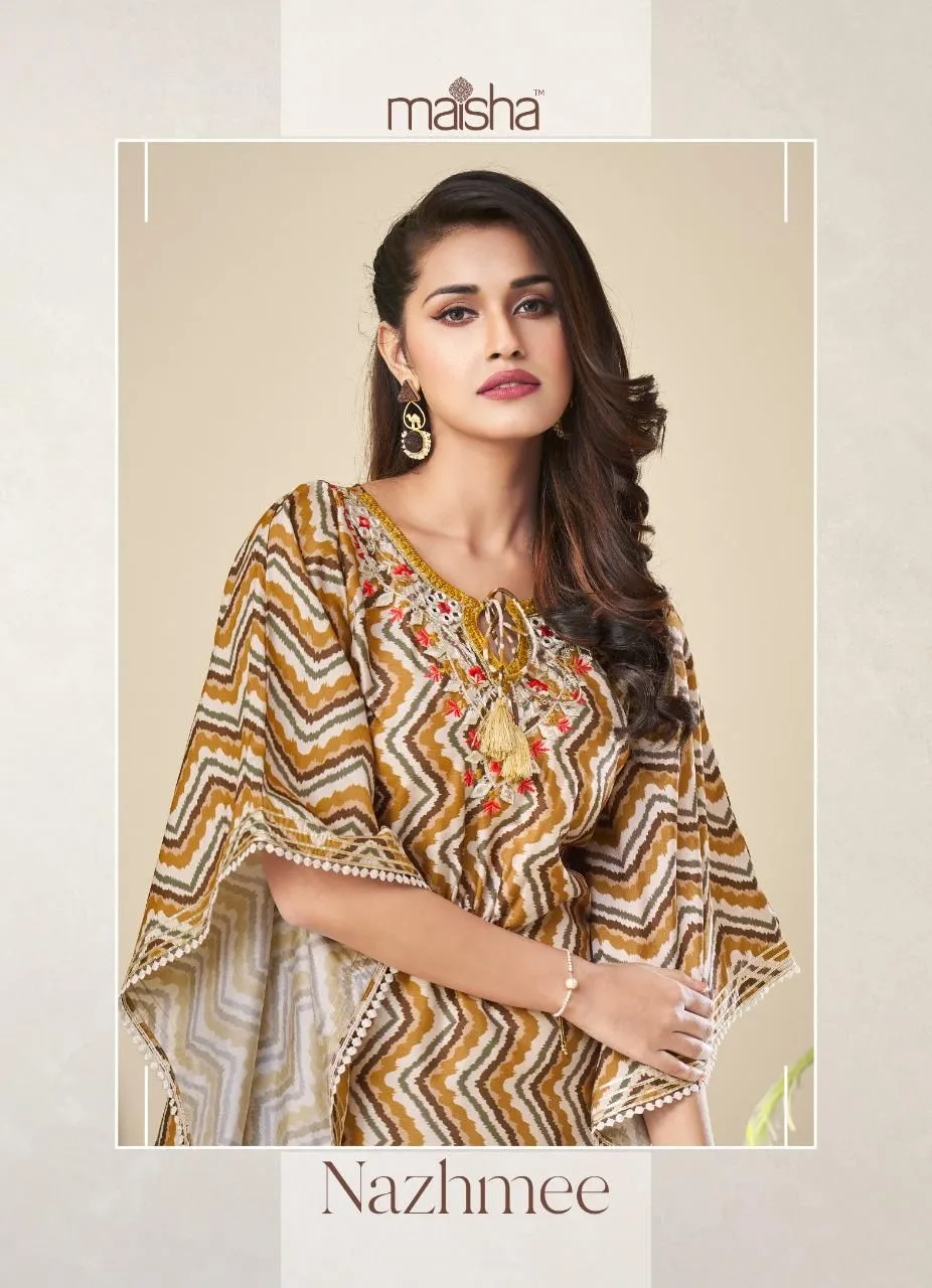 Maisha Nazhmee Pure Silk Wholesale Fancy Kaftan Collection