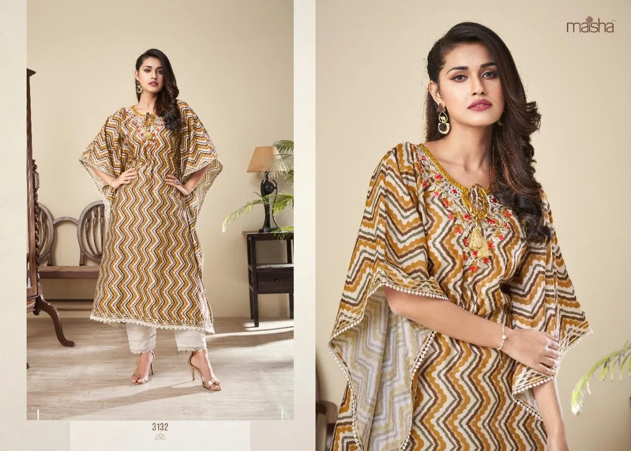 Maisha Nazhmee Pure Silk Wholesale Fancy Kaftan Collection - Image 4