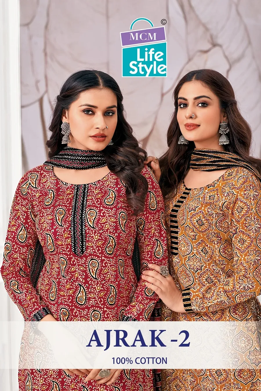 Mcm Ajrak Vol 2 Cotton Wholesale Readymade Salwar Suit Collection