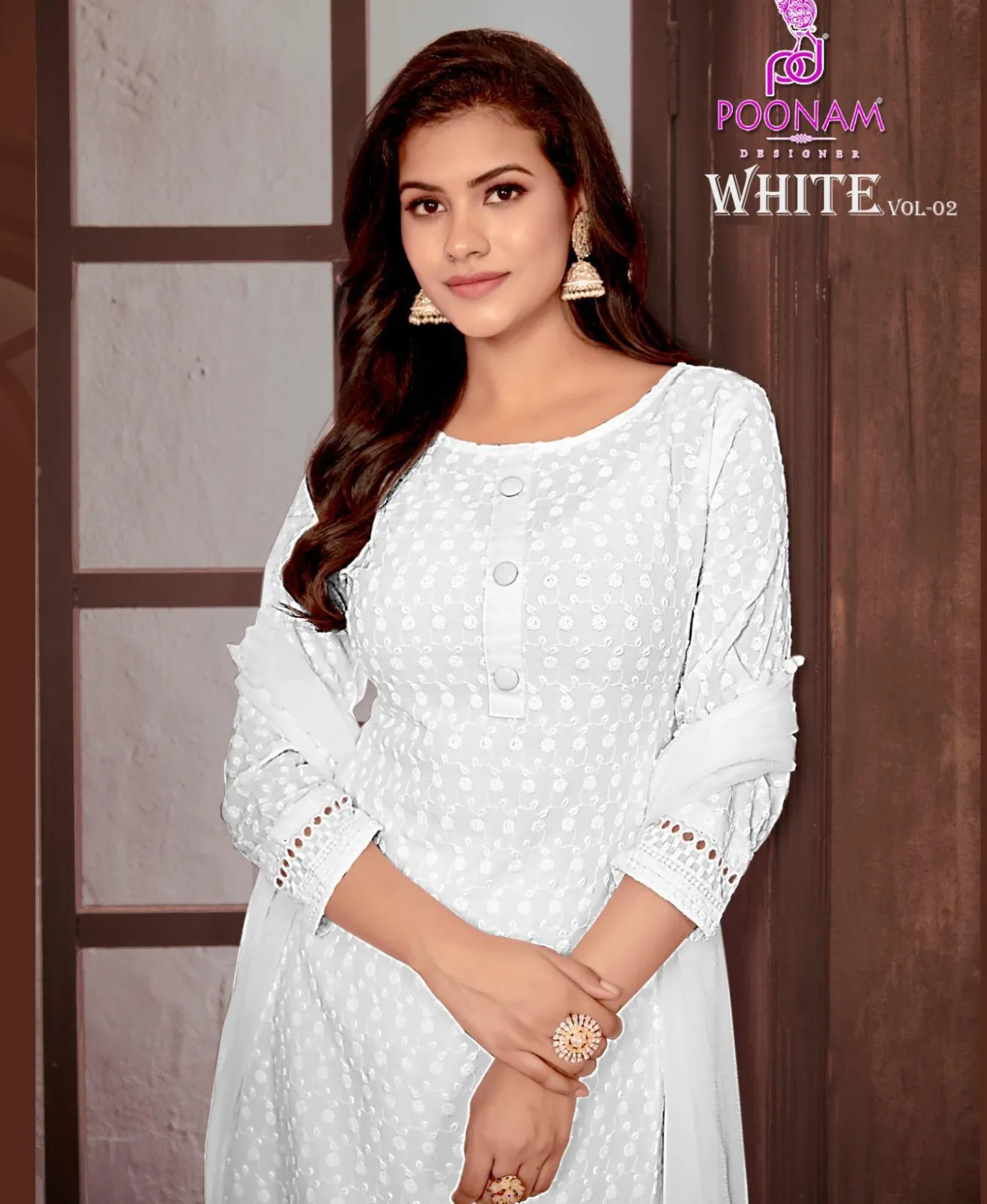 Poonam Designer White Vol 2 Pure Rayon Wholesale Readymade Salwar Suit Collection
