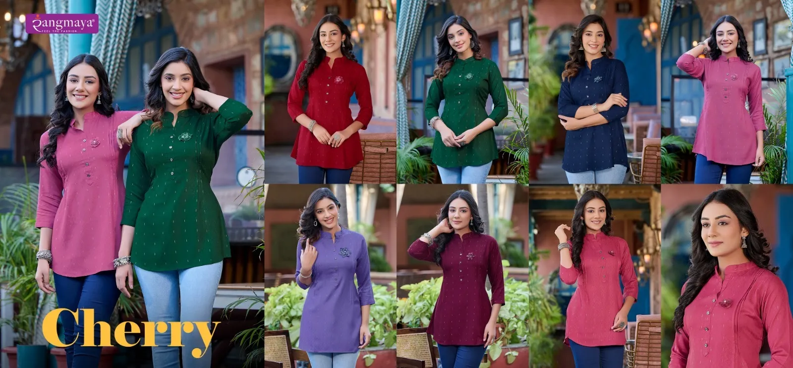Rangmaya Cherry Rayon Wholesale Tunic Top Collection - Image 8