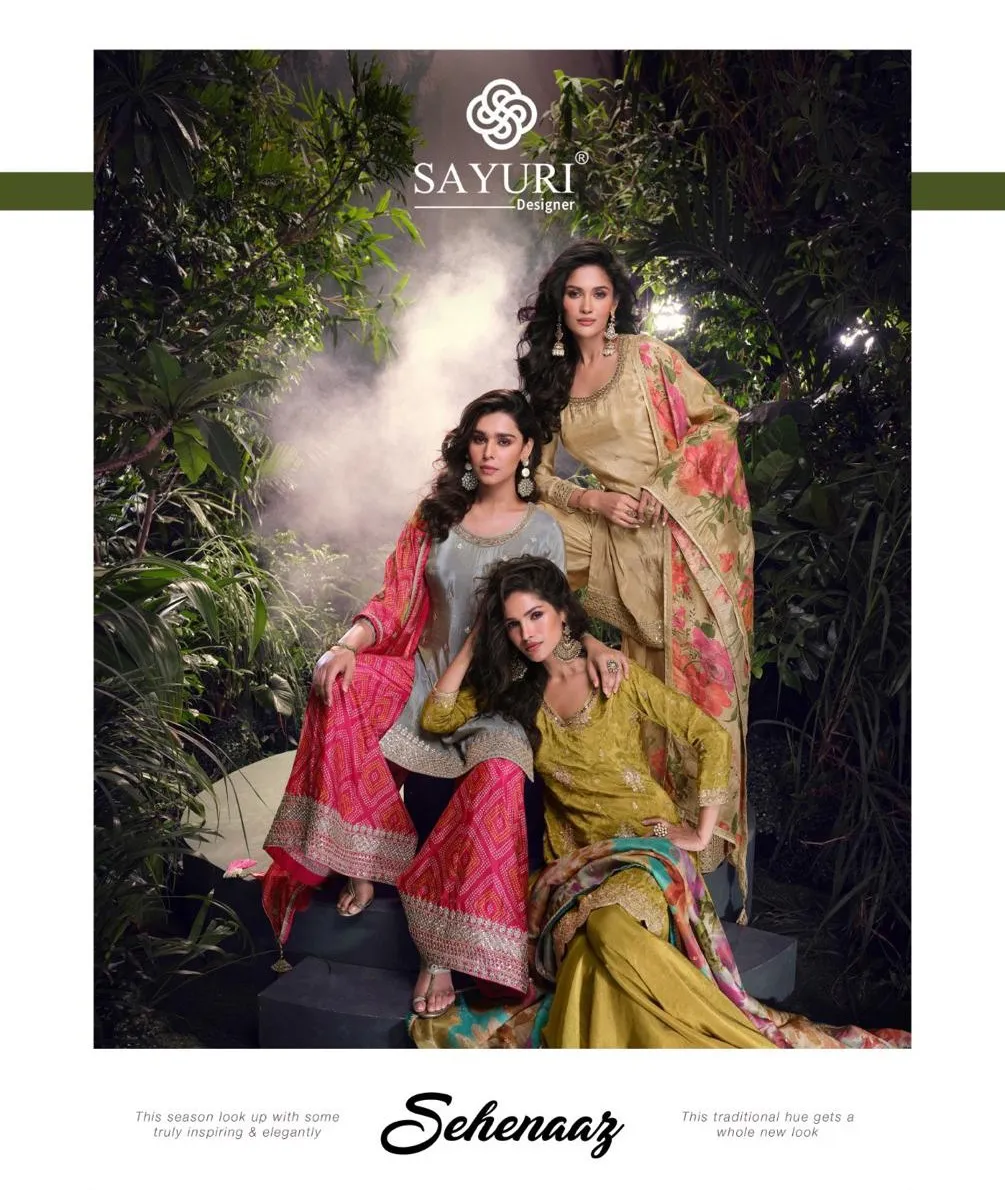 Sayuri Designer Sehenaaz Real Chinon Silk Wholesale Designer Salwar Suit Collection
