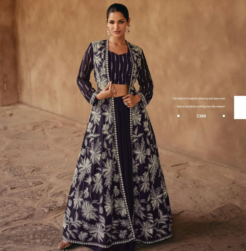 Sayuri Jewel Nx Chinon Silk Wholesale Designer Indo Western Collection