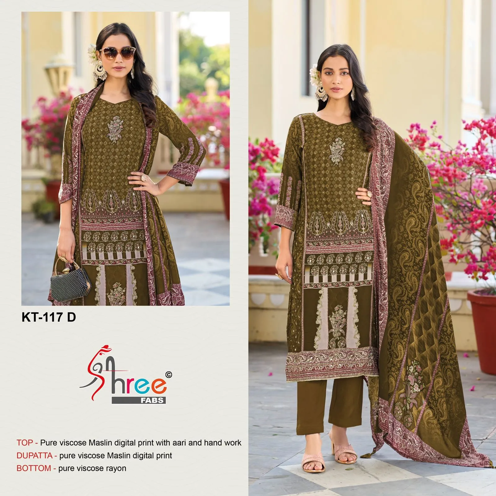 Shree Kt 117 Viscose Maslin Digital Printed Wholesale Pakistani Salwar Suit Collection - Image 2