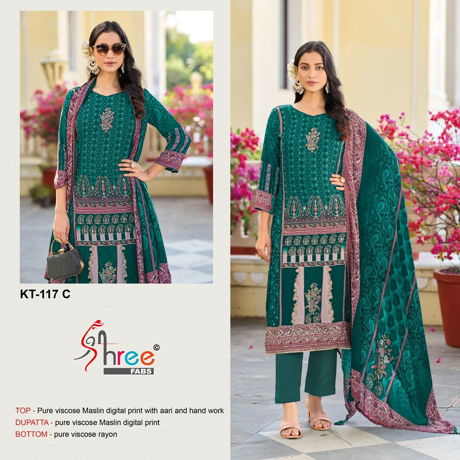Shree Kt 117 Viscose Maslin Digital Printed Wholesale Pakistani Salwar Suit Collection - Image 4
