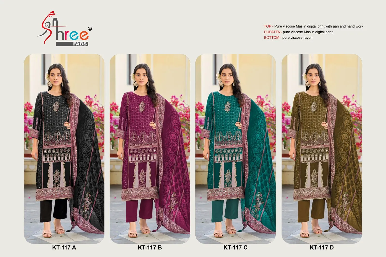 Shree Kt 117 Viscose Maslin Digital Printed Wholesale Pakistani Salwar Suit Collection - Image 6