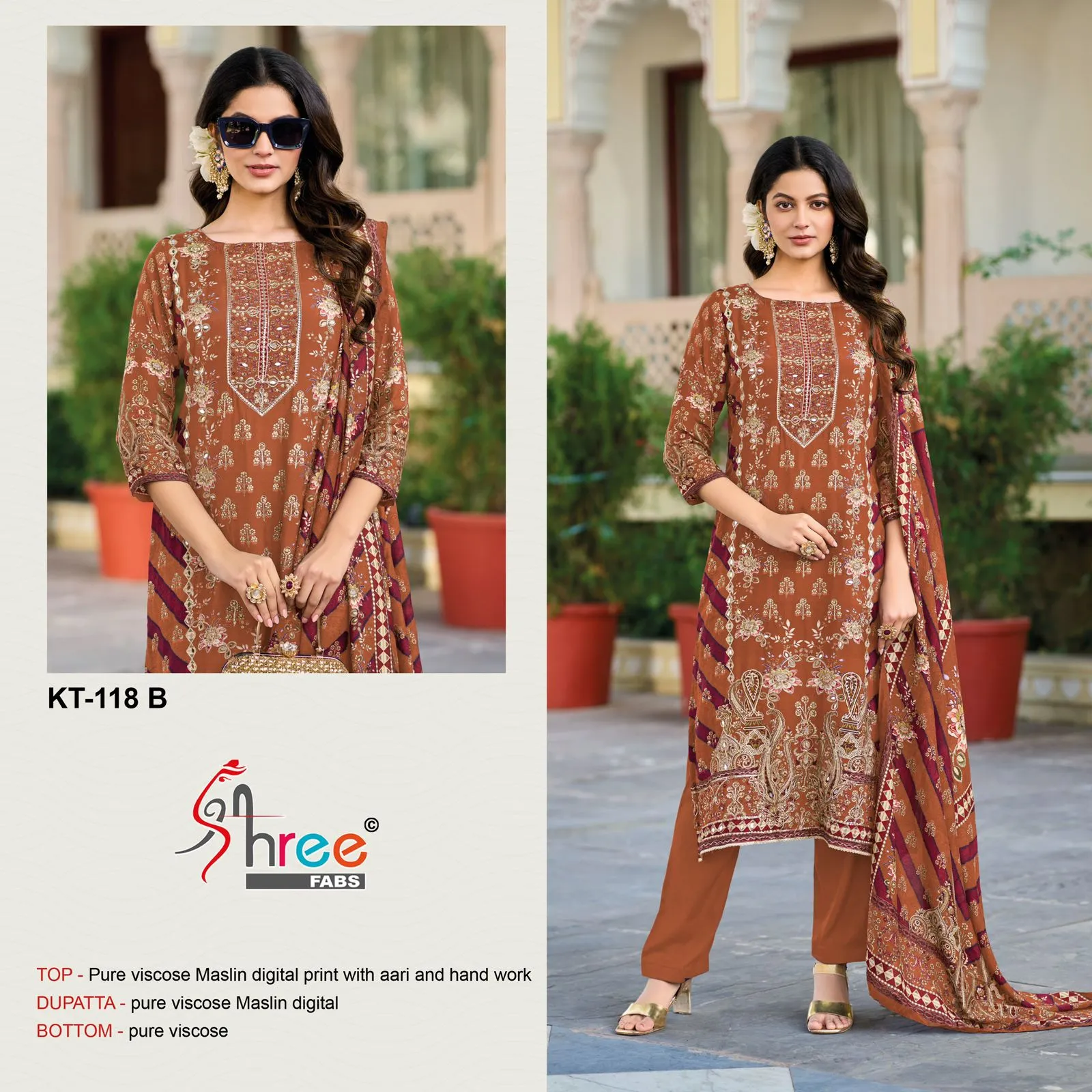 Shree Kt 118 Viscose Maslin Digital Printed Wholesale Pakistani Salwar Suit Collection - Image 3