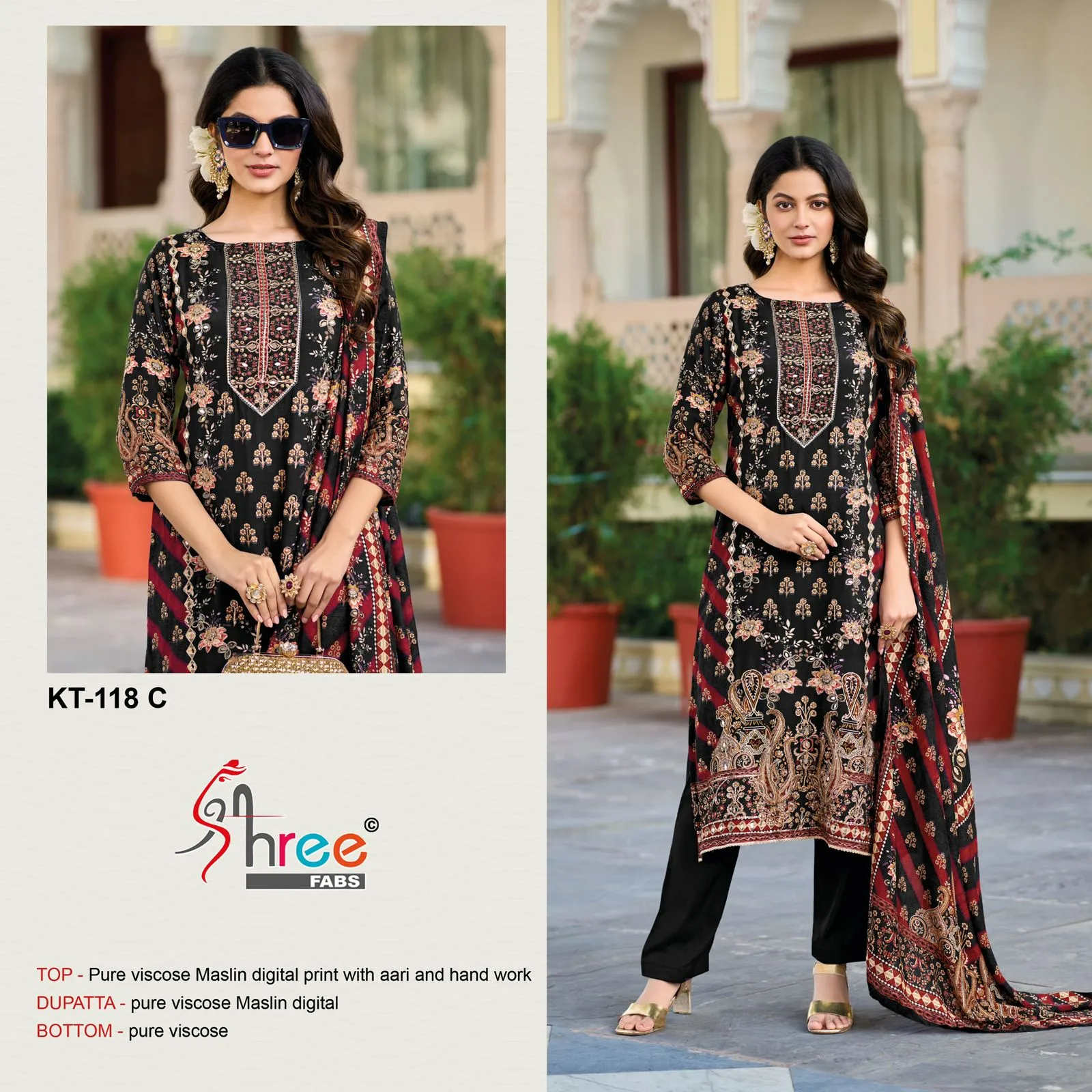 Shree Kt 118 Viscose Maslin Digital Printed Wholesale Pakistani Salwar Suit Collection - Image 4