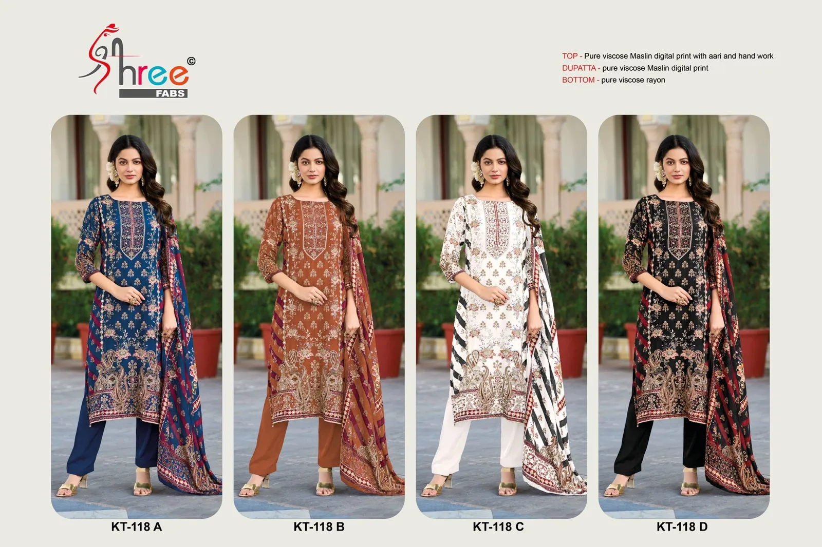 Shree Kt 118 Viscose Maslin Digital Printed Wholesale Pakistani Salwar Suit Collection - Image 6