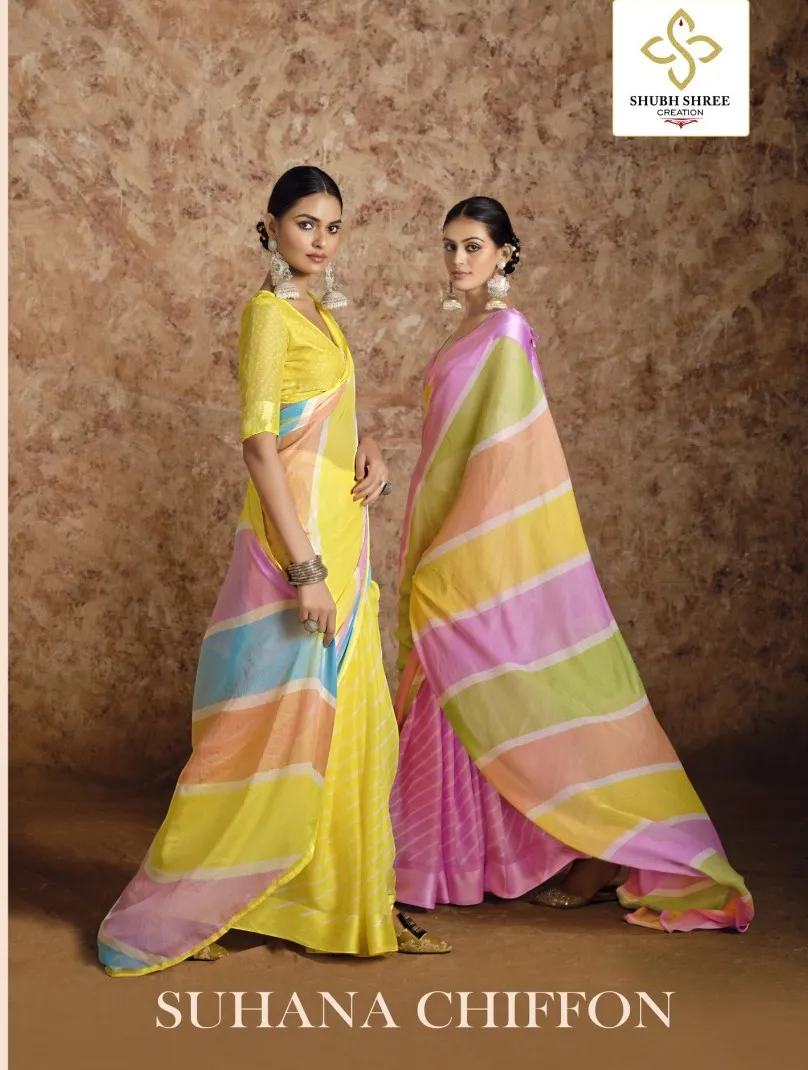 Shubh Shree Shuhana Chiffon Chiffon Weaving Sartin Wholesale Designer Sarees Collection