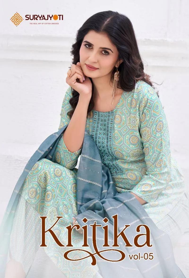 Suryajyoti Kritika Vol 5 Rayon Printed Wholesale Kurti Bottom With Dupatta Collection