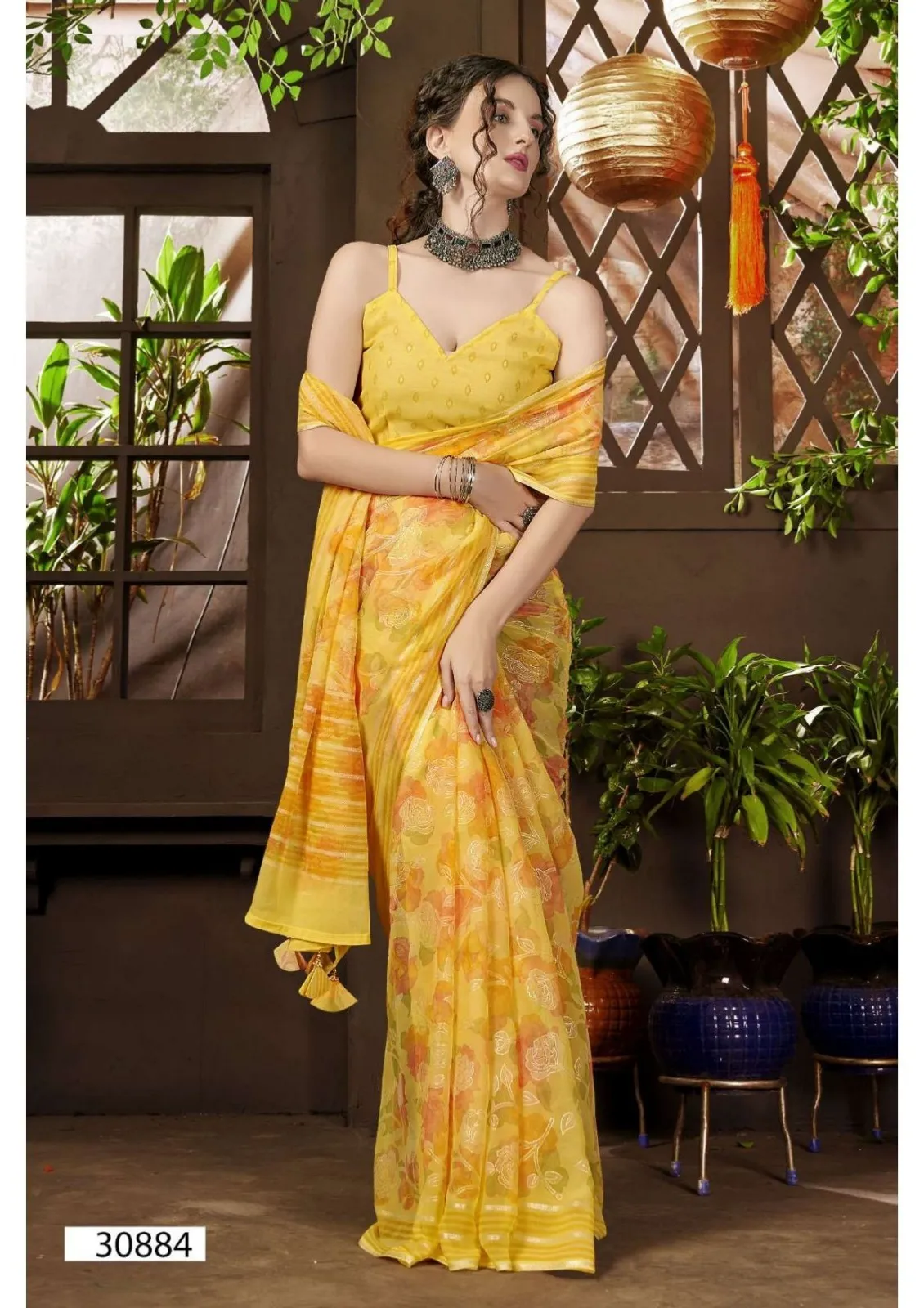 Vallabhi Prints Kimora-13 Georgette Wholesale Fancy Sarees Collection — Wholesale Sarees, Vallabhi Prints wholesale from Surat - Gallery Image 3