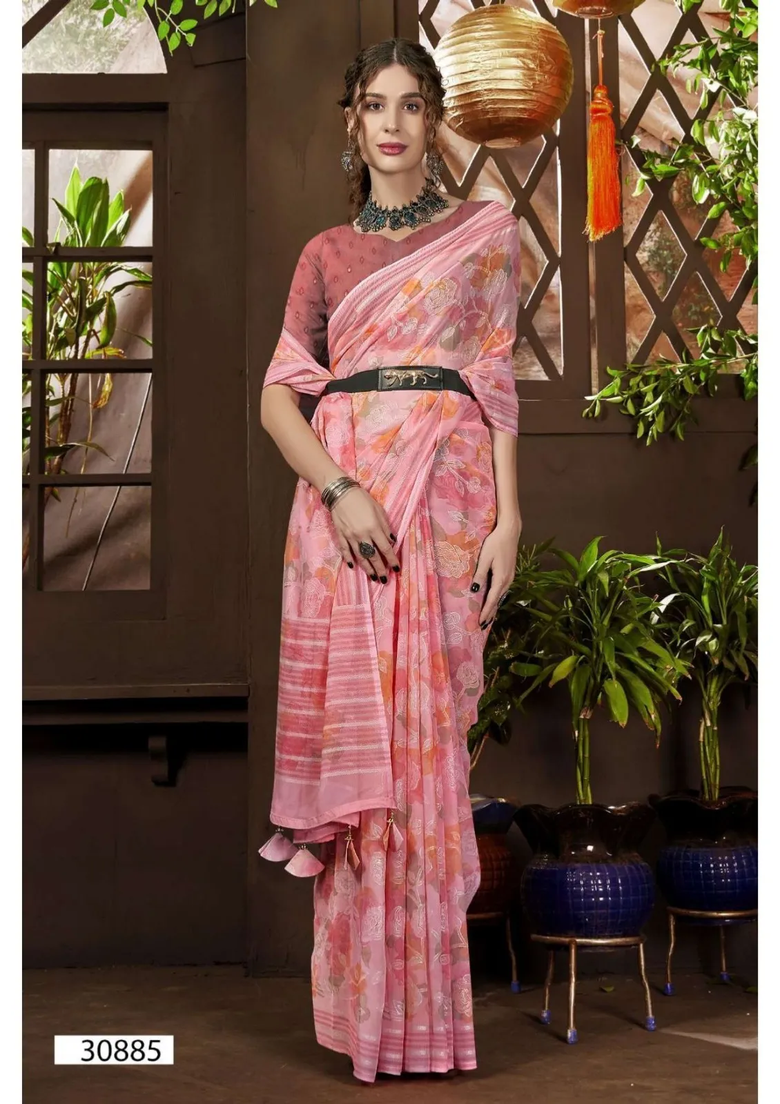 Vallabhi Prints Kimora-13 Georgette Wholesale Fancy Sarees Collection — Wholesale Sarees, Vallabhi Prints wholesale from Surat - Gallery Image 4