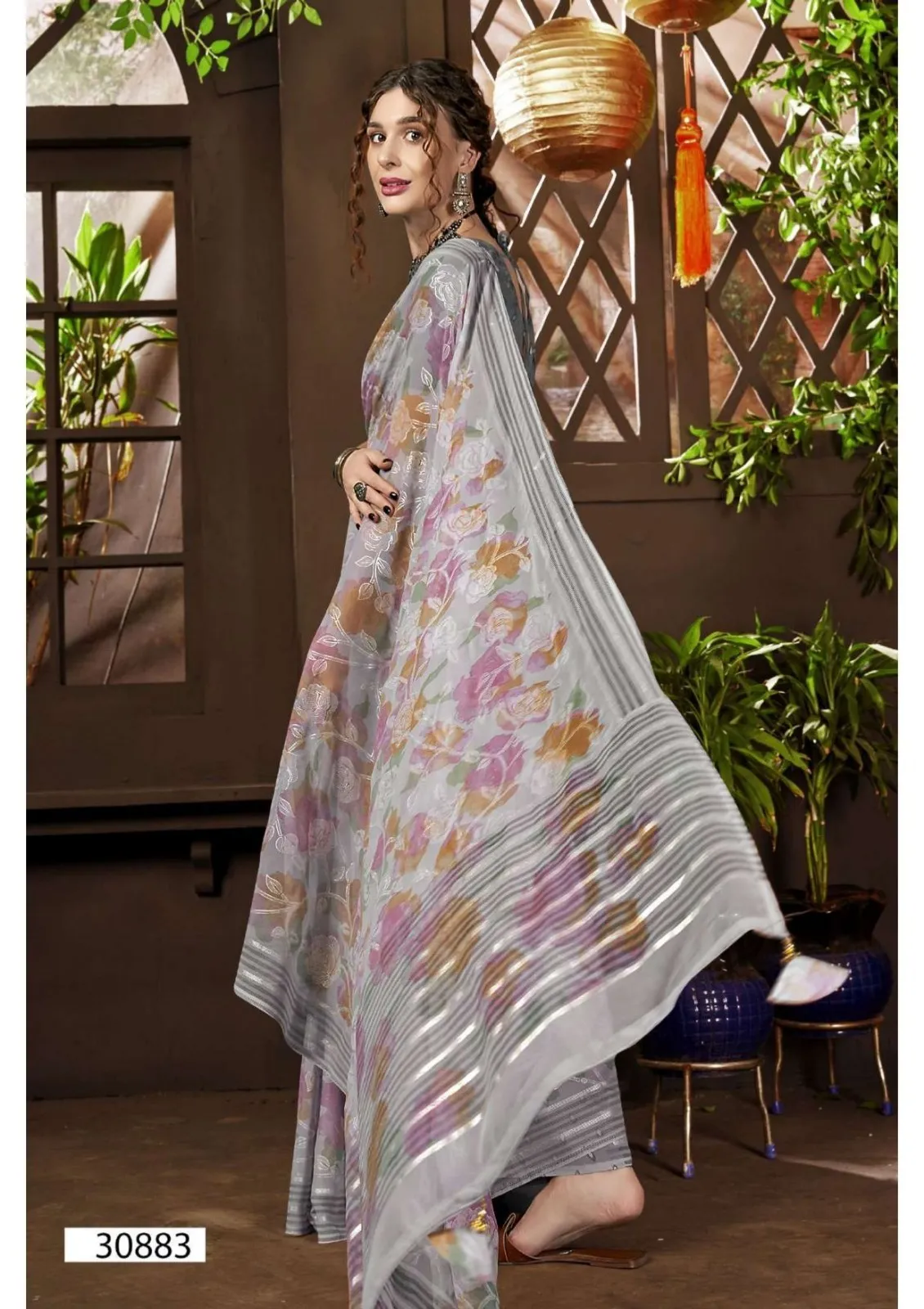 Vallabhi Prints Kimora-13 Georgette Wholesale Fancy Sarees Collection — Wholesale Sarees, Vallabhi Prints wholesale from Surat - Gallery Image 6