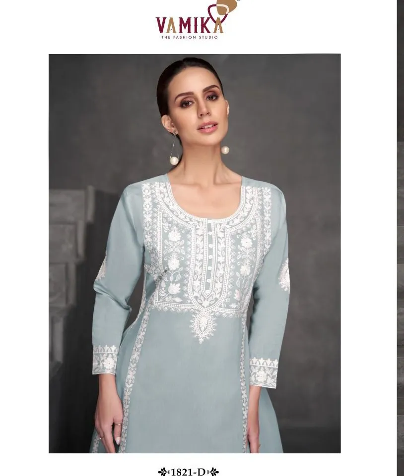 Vamika Heavy Viscos Roman Silk Fiza Wholesale Kurti With Bottom Collection