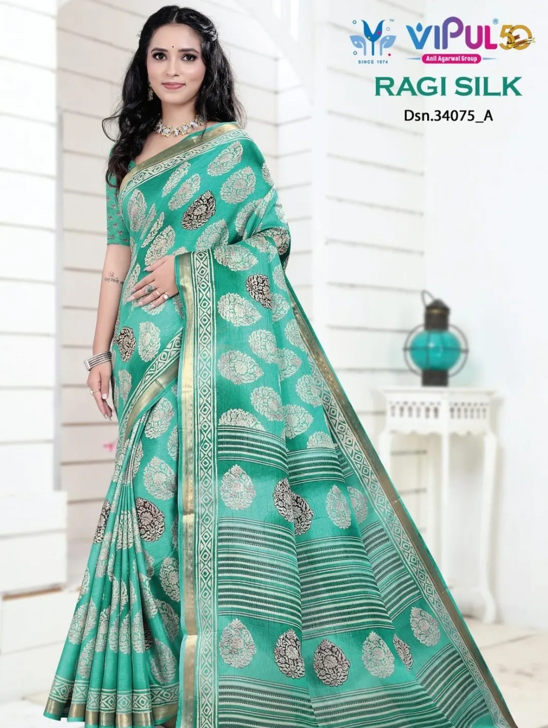 Vipul 34075 colour's Silk Wholesale Fancy Sarees Collection
