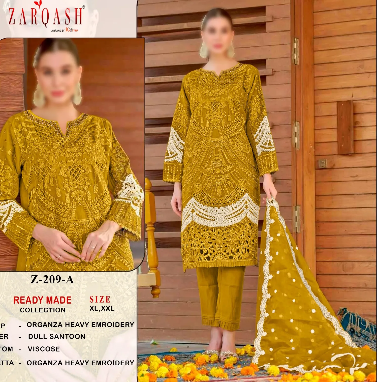 Zarqash Z-209 Organza Wholesale Pakistani Salwar Suit Collection