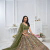 Majestic Green Bridal Lehenga with Paisley, Floral, and Leaf Patterns