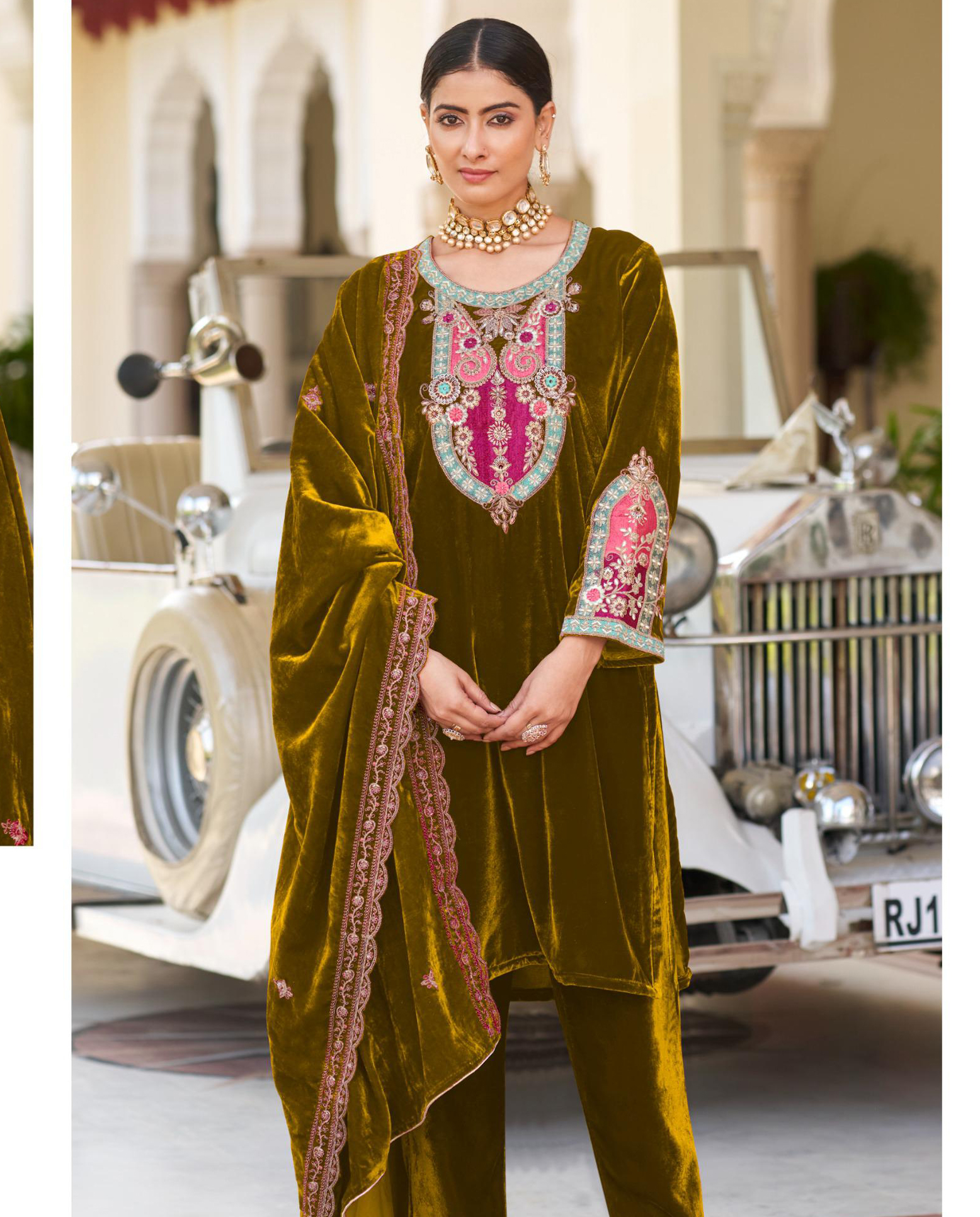 Deepsy D 606 Velvet Embroidered Wholesale Pakistani Readymade Salwar Suit Catalog