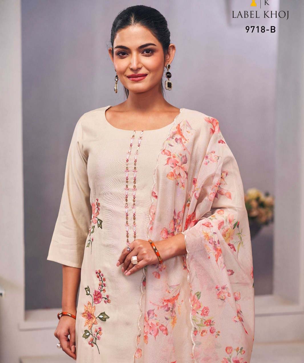 Lable Khoj Applique Roman Silk Wholesale Readymade Salwar Suit Catalog