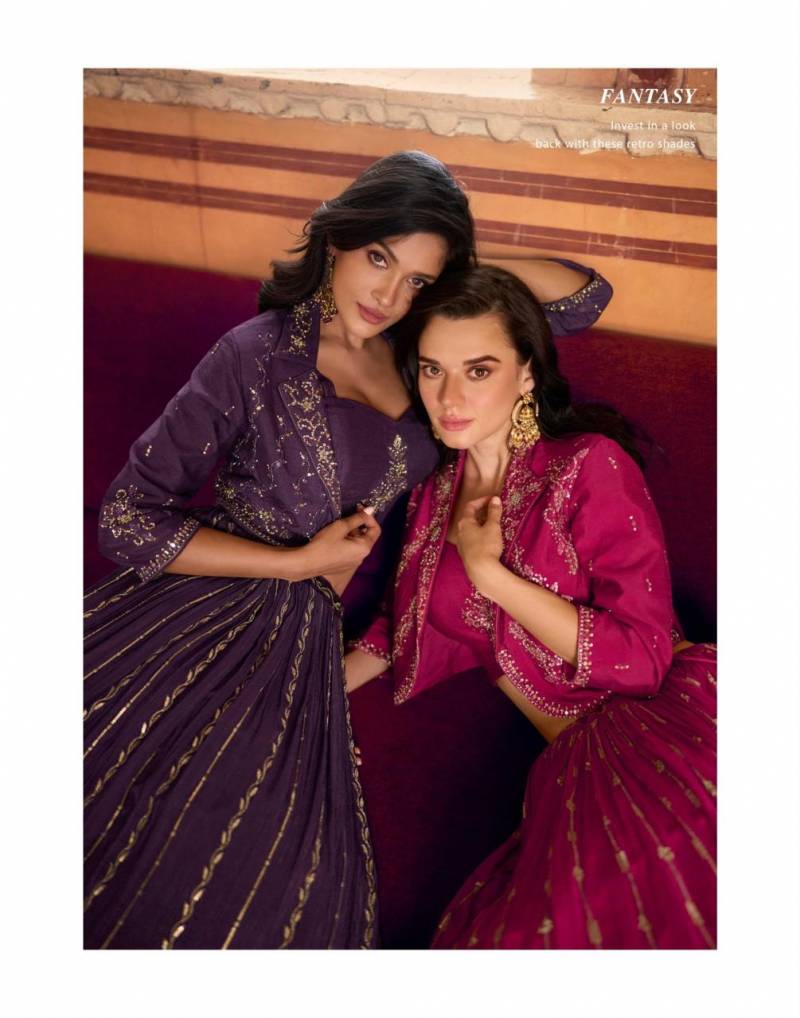 Sayuri Indira Chinon Silk Wholesale Designer Indo Western Catalog