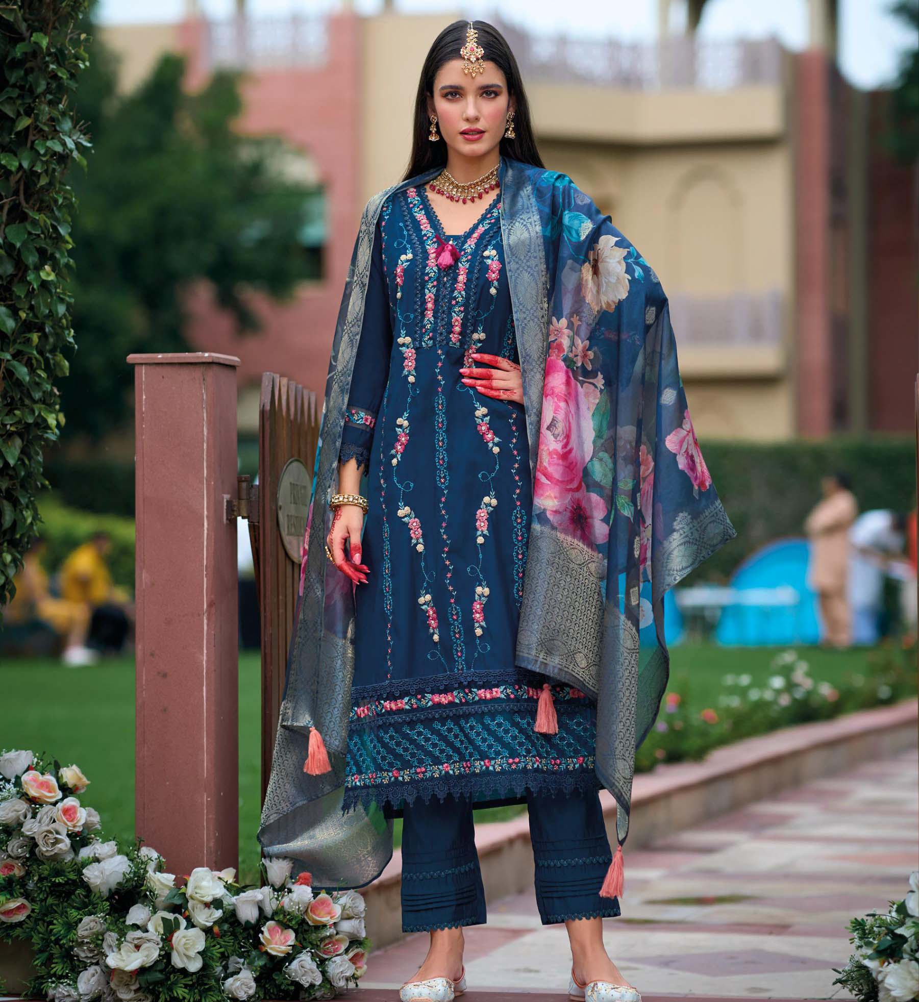 Kailee Naqush Viscose Silk Wholesale Top Bottom With Dupatta Catalog