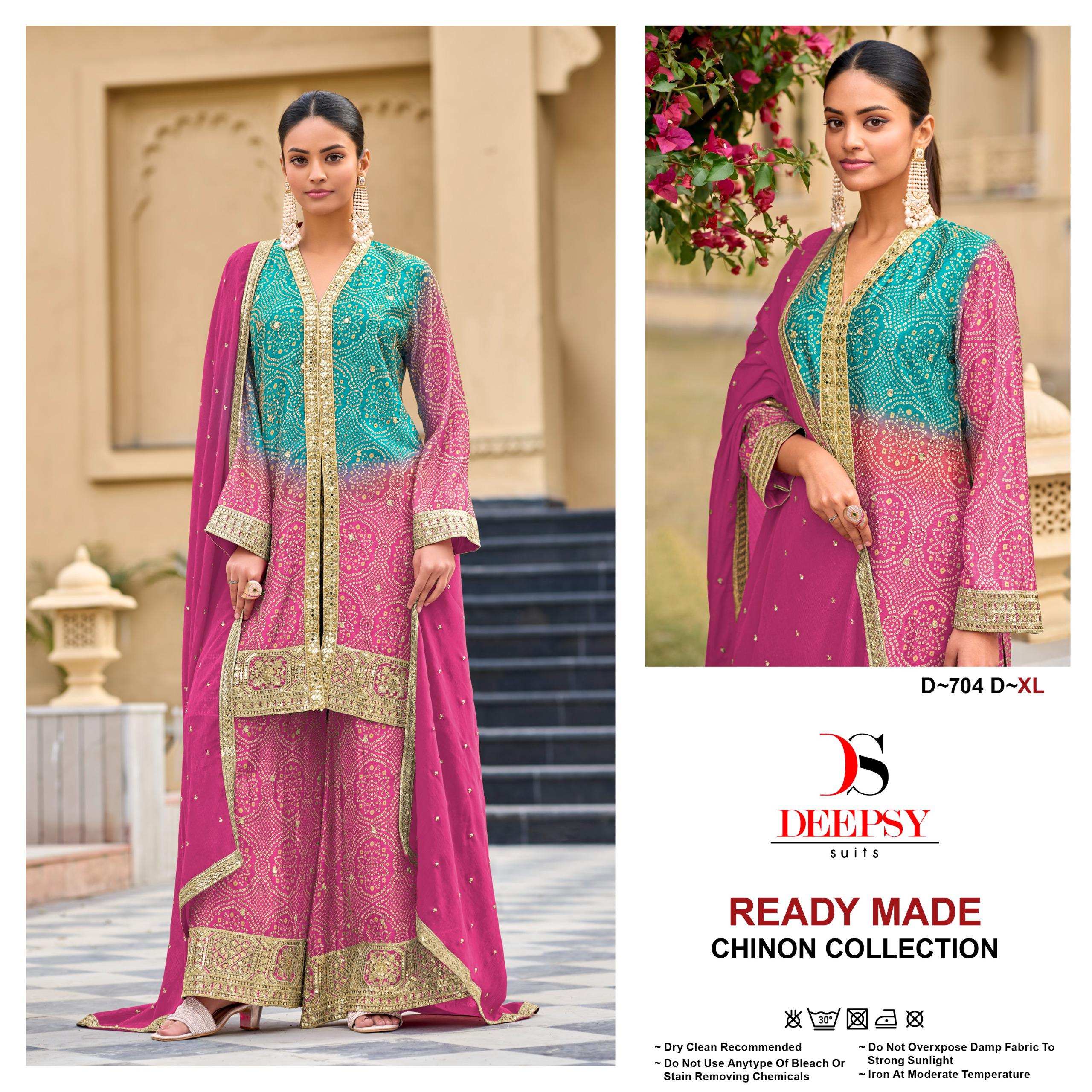 Deepsy D 704 Chinon Wholesale Embroidered Readymade Pakistani Suit Catalog - Image 2