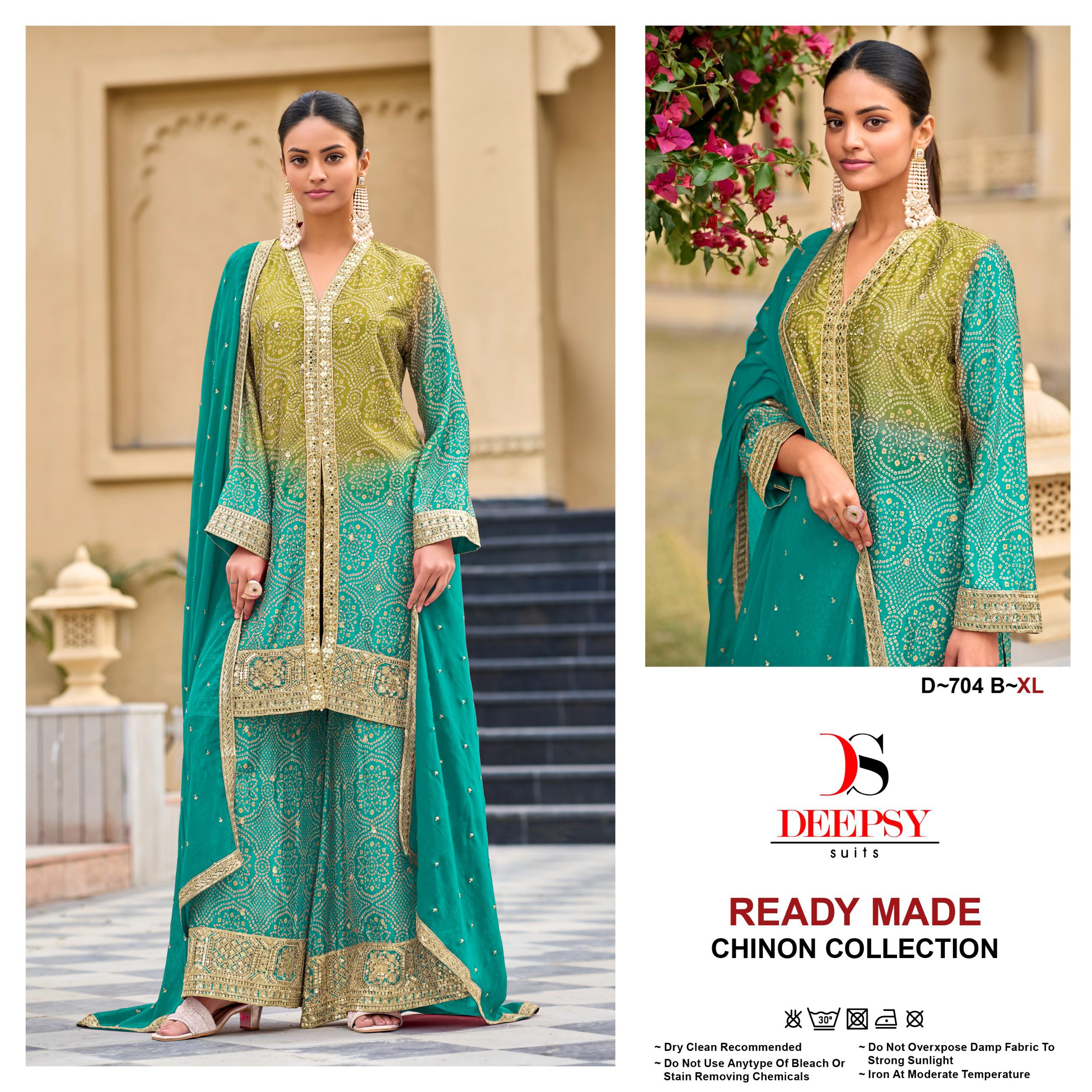 Deepsy D 704 Chinon Wholesale Embroidered Readymade Pakistani Suit Catalog - Image 3