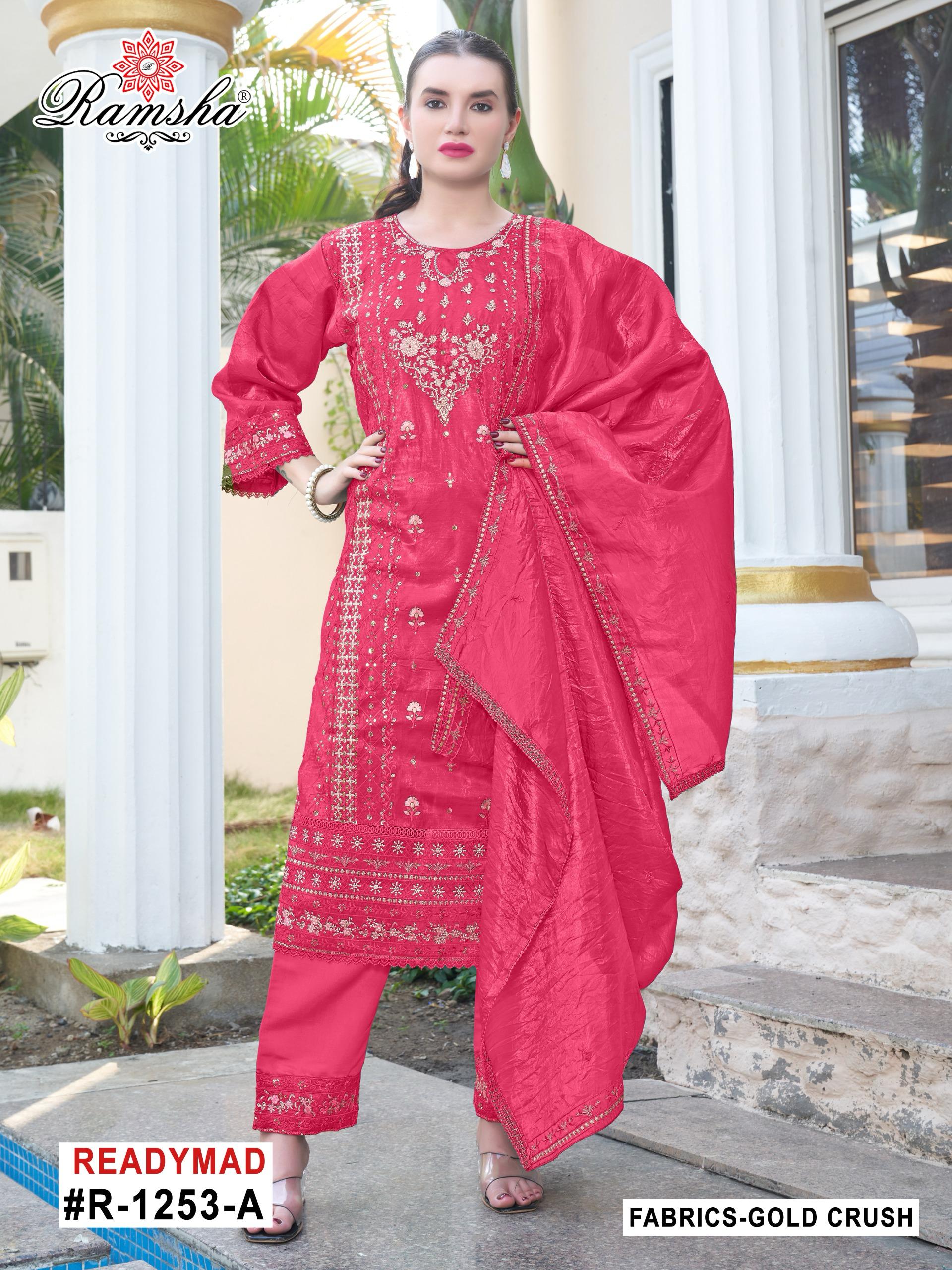 Ramsha R 1253 Nx Gold Crush Wholesale Pakistani Readymade Salwar Suit Catalog - Image 2