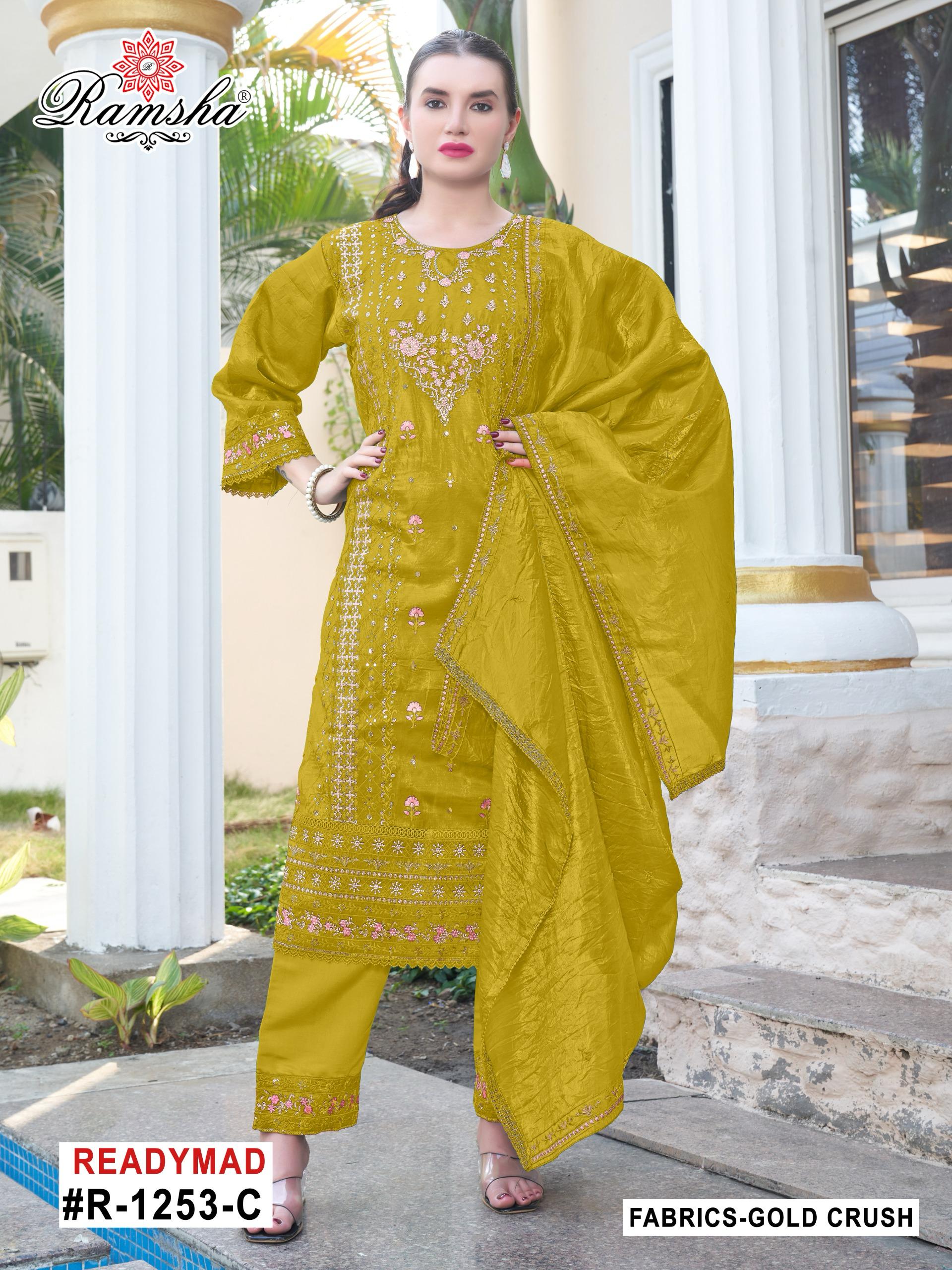 Ramsha R 1253 Nx Gold Crush Wholesale Pakistani Readymade Salwar Suit Catalog - Image 3