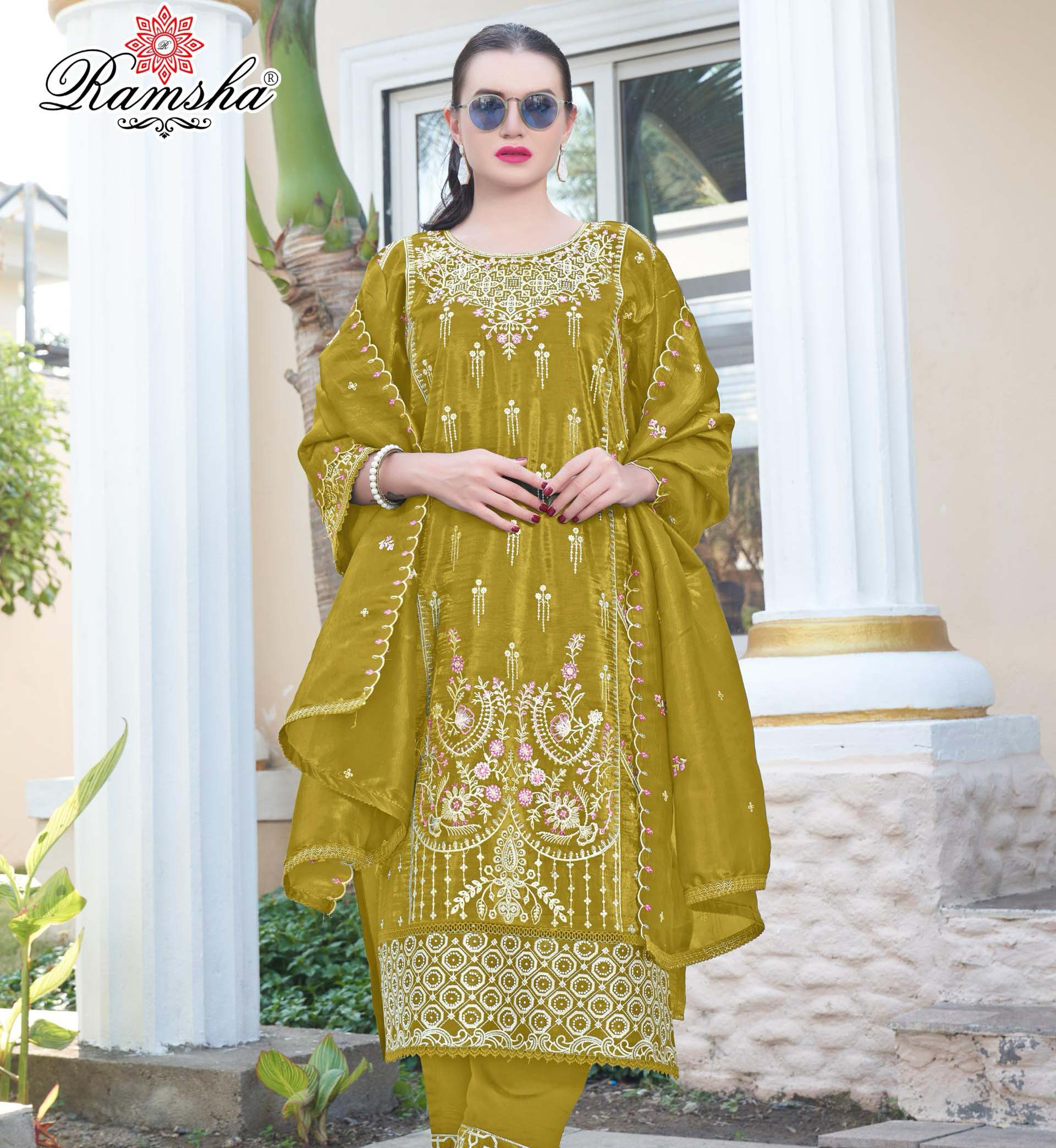 Ramsha R 1254 Nx Gold Crush Wholesale Pakistani Readymade Salwar Suit Catalog