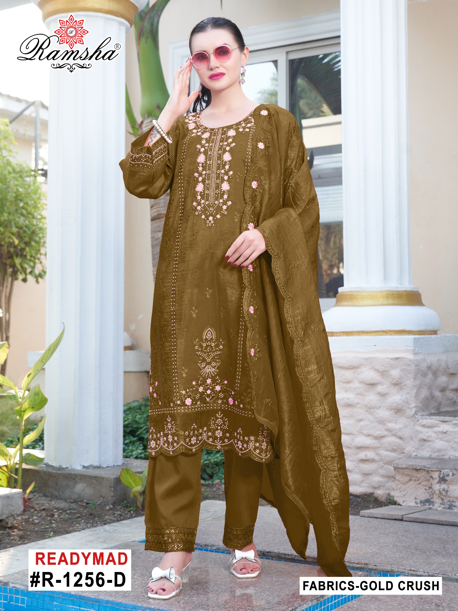 Ramsha R 1256 Nx Gold Crush Wholesale Pakistani Readymade Salwar Suit Catalog - Image 2