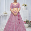 Alluring Purple Sequins Net Bridesmaid Lehenga Choli with Dupatta (5)