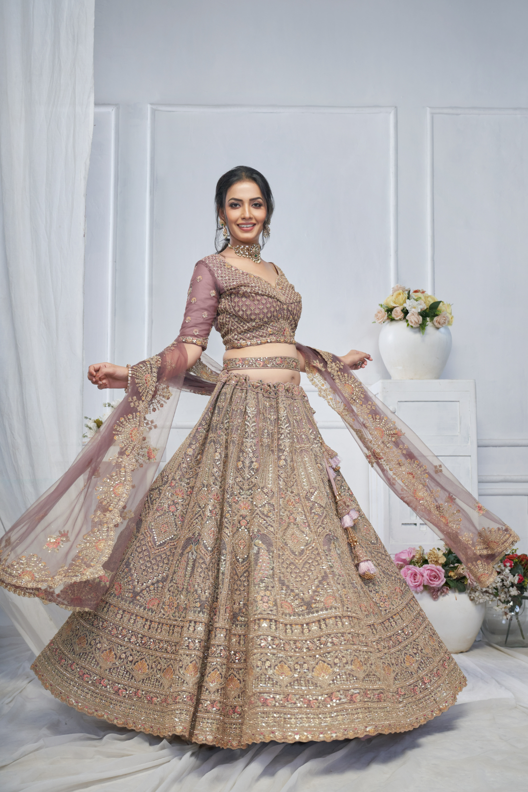 Royal Grandeur Bridal Purple Soft Net Lehenga