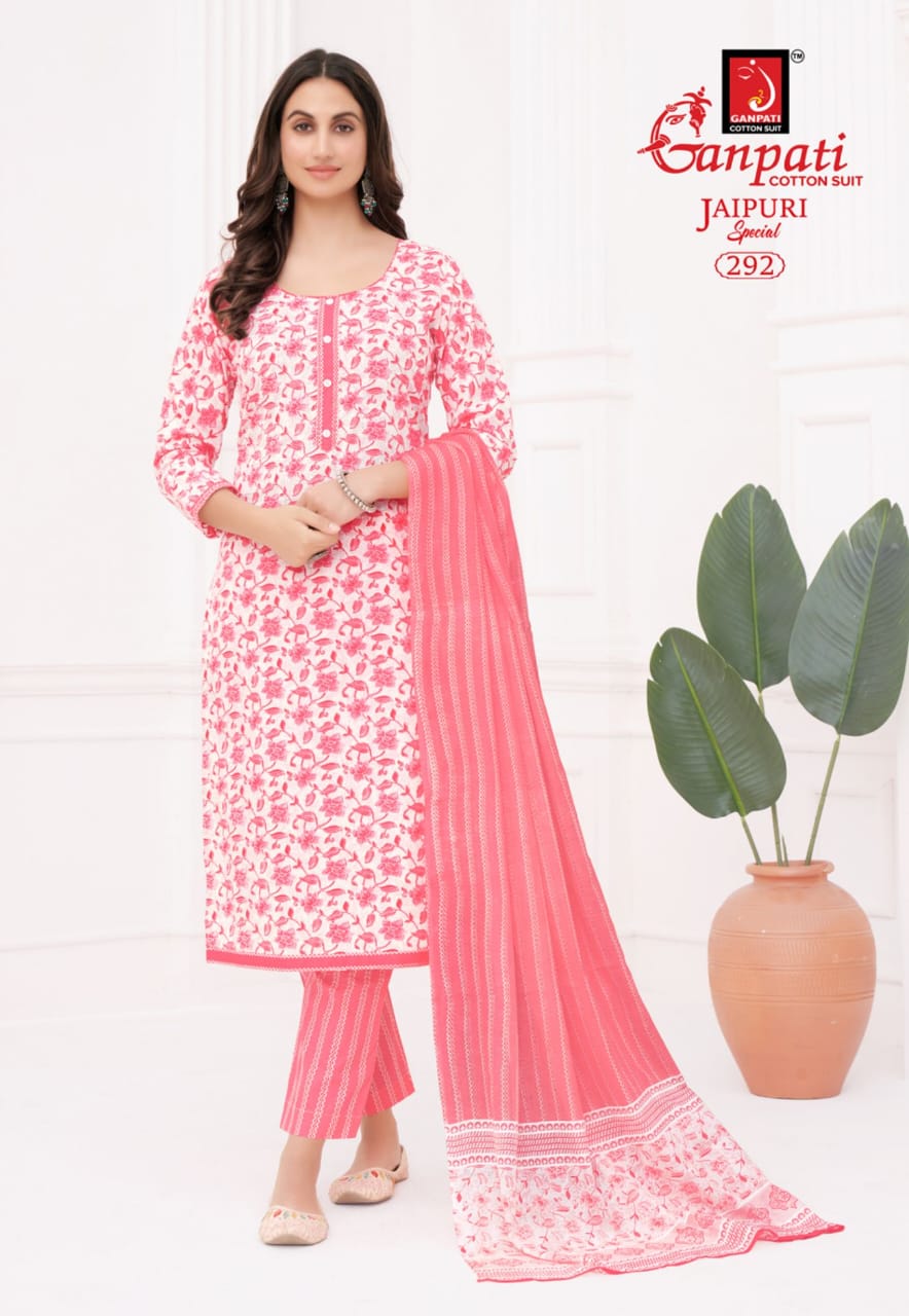 Ganpati Jaipuri Vol-13 Cotton Wholesale Kurti Pant With Dupatta Catalog - Image 11