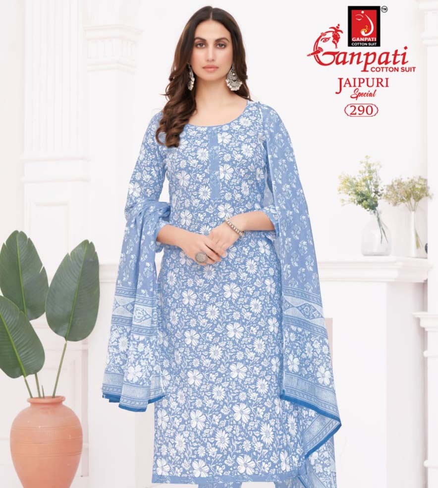 Ganpati Jaipuri Vol-13 Cotton Wholesale Kurti Pant With Dupatta Catalog