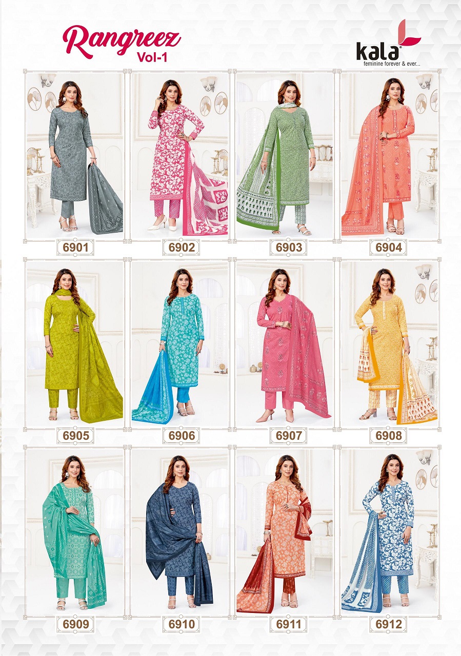 Kala Rangreez Vol-01 Cotton Wholesale Unstitched Dress Material Catalog - Image 13