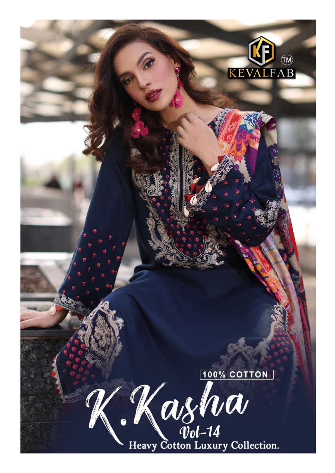Keval Fab K.Kasha Vol-14 Cotton Wholesale Karachi Dress Material Catalog